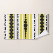 Südwestpattern Schwarz, Grau, Weiß, Weiß Badhandtuch Set (Handtuch)