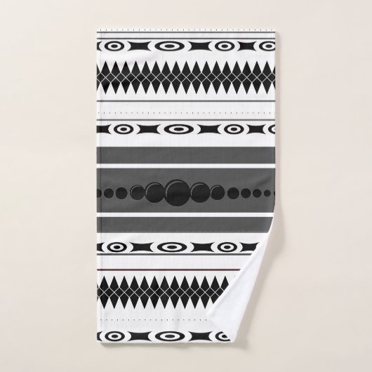Südwestpattern Schwarz, Weiß, Grau Badhandtuch Set (Handtuch)