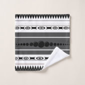 Südwestpattern Schwarz, Weiß, Grau Badhandtuch Set (Waschlappen)