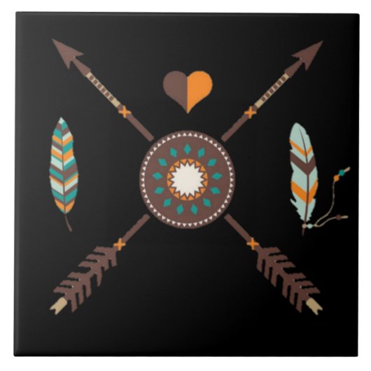 Südwestpfeile und Feathers Keramik Tile Fliese (Vorderseite)