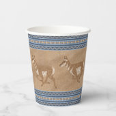 Südwestpronghorn Antelope Blue Border Pappbecher (Rückseite)