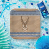 Südwestpronghorn Antelope Head Blue Border Pappteller (Party)