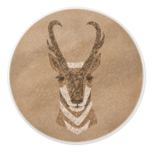 Südwestpronghorn Antelope Head Petroglyph Keramikknauf