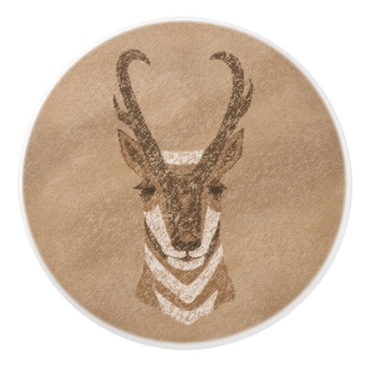 Südwestpronghorn Antelope Head Petroglyph Keramikknauf (Vorderseite)