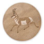 Südwestpronghorn Running Antelope Petroglyph Keramikknauf (Vorderseite)