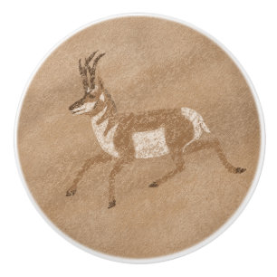 Südwestpronghorn Running Antelope Petroglyph Keramikknauf