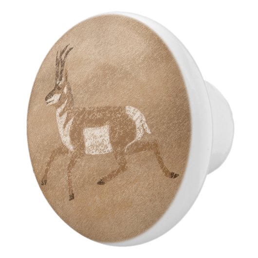 Südwestpronghorn Running Antelope Petroglyph Keramikknauf (Rechts)