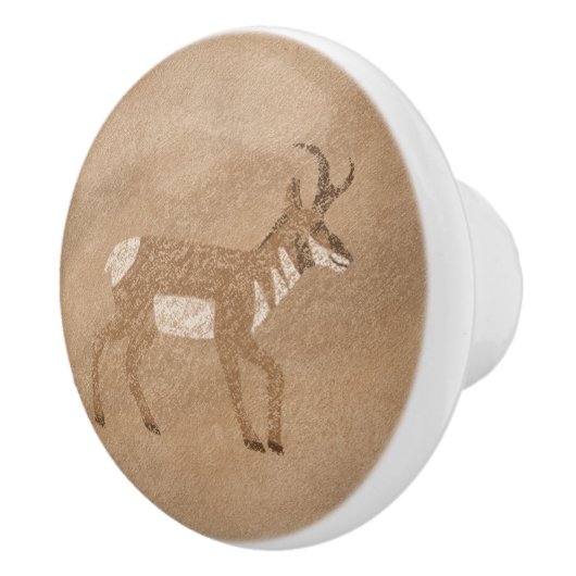 Südwestpronghorn Walking Antelope Petroglyph Keramikknauf (Rechts)