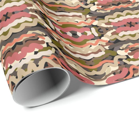 Südwestquiggly Wiggly Earth Tone Abstrakt Geschenkpapier (Rolleneckpunkt)