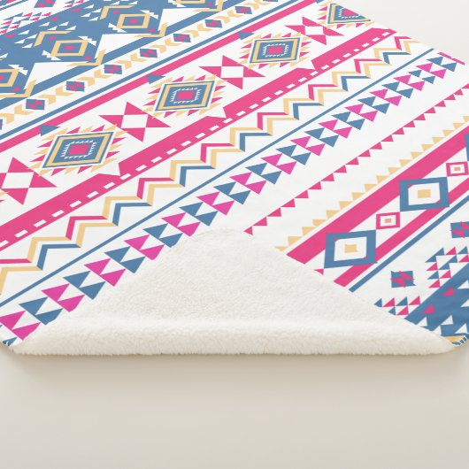 Südwestrosa und blaues Tribal-Muster Sherpadecke (3/4)