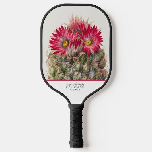 Südwestrustikaler Holzroter Blume Cactus Wire Pickleball Schläger (Vorderseite)