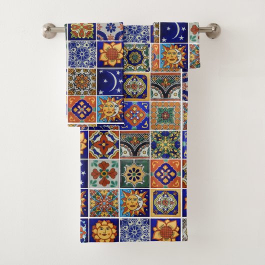 Südweststil Talavera Tile Colorful Badezimmer Badhandtuch Set (Insitu)