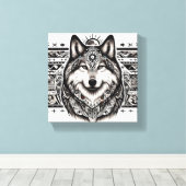 Südweststil Wolf Face Canvas Print Leinwanddruck (Insitu (Holzboden))
