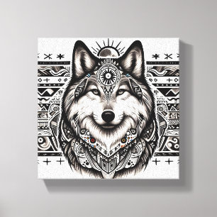 Südweststil Wolf Face Canvas Print Leinwanddruck
