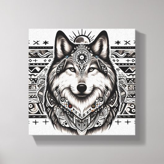 Südweststil Wolf Face Canvas Print Leinwanddruck (Vorderseite)