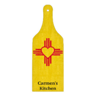 Südweststil Zia Herz New Mexico Gold & Red Schneidebrett