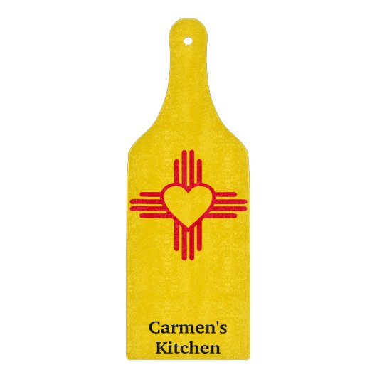 Südweststil Zia Herz New Mexico Gold & Red Schneidebrett (Vorderseite)