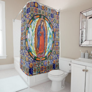 Südwesttalavera Tile und unsere Lady von Guadalup Duschvorhang