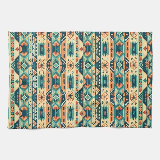 Südwesttribal Türkis Geschirrtuch (Horizontal)