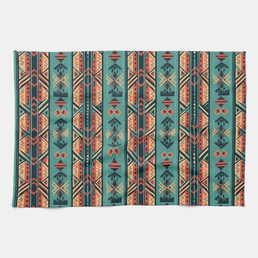 Südwesttribal Türkis Geschirrtuch (Horizontal)