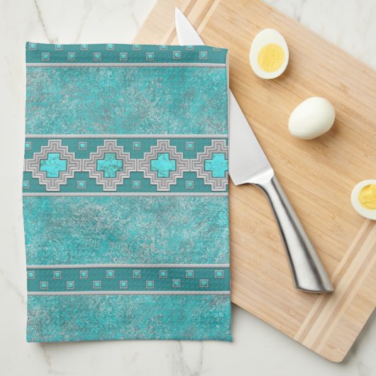 Südwesttürkis Geschirrtuch (Viertel Falte)