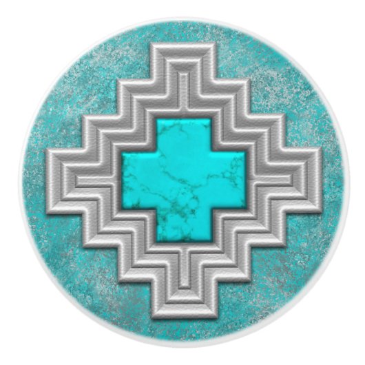 Südwesttürkis Keramikknauf (Vorderseite)