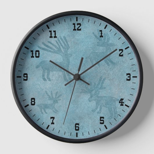 Südwesttürkisblume Hirsch Petroglyphen Gerahmt Uhr (Vorderseite)