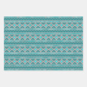 Südwesttürkisfarbene geometrische Muster Geschenkpapier Set (Vorderseite)