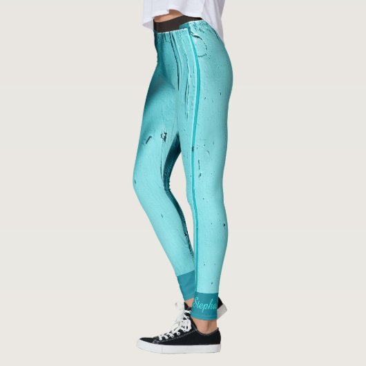 Südwesttürkisfarbene Leggings mit Namen (Links)