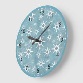 Südwesttürkisfarbener Abstrakter Schneeflocken Große Wanduhr (Winkel)