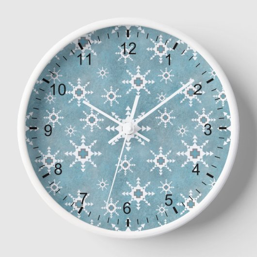 Südwesttürkisfarbener geometrischer Schneeflocken  Uhr (Vorderseite)
