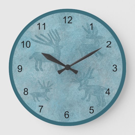 Südwestturquoise Deer Petroglyph Design Große Wanduhr (Vorderseite)