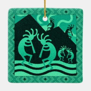 Südwestturquoise Kokopelli Weihnachten Keramikornament