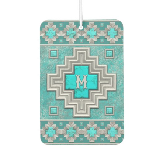 Südwestturquoise Stone Geometric Personalisiert Autolufterfrischer (Vorderseite)