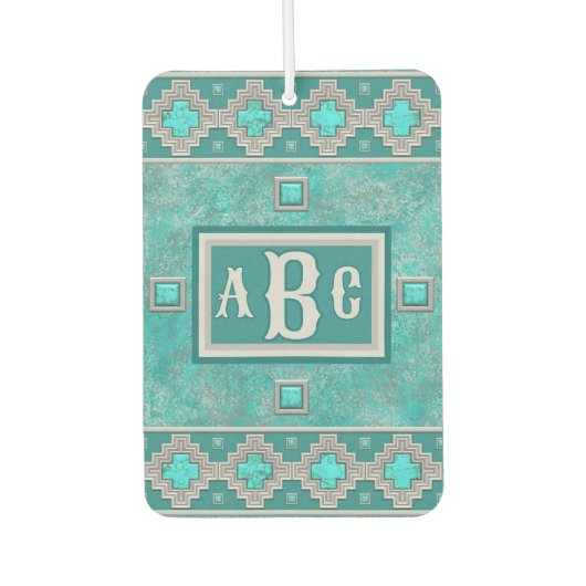 Südwestturquoise Stone Geometric Personalisiert Autolufterfrischer (Vorderseite)
