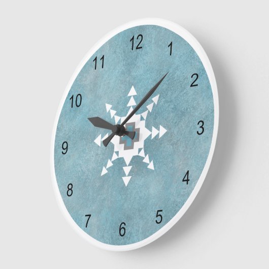 Südwestturquoise Winter Snowflake Geometrie Große Wanduhr (Winkel)