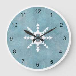 Südwestturquoise Winter Snowflake Geometrie Große Wanduhr
