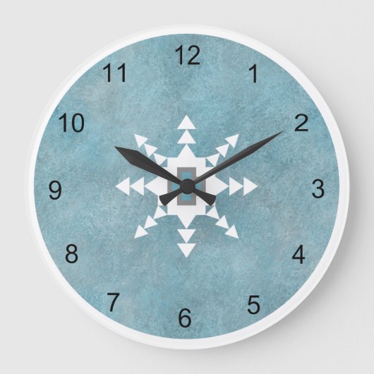 Südwestturquoise Winter Snowflake Geometrie Große Wanduhr (Vorderseite)