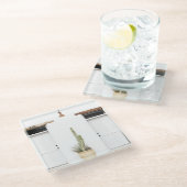 Südwestweißer Eintrag Glasuntersetzer (Schrägansicht)