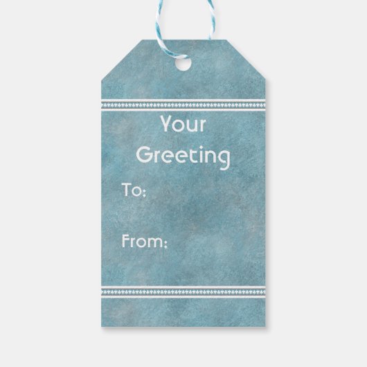 Südwestwinterhirsche und Pinien Blau Geschenkanhänger (Rückseite)