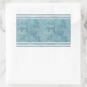 Südwestwinterhirsche und Pinien Blau und Weiß Rechteckiger Aufkleber (Tasche)