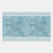 Südwestwinterhirsche und Pinien Blau und Weiß Rechteckiger Aufkleber (Vorderseite)