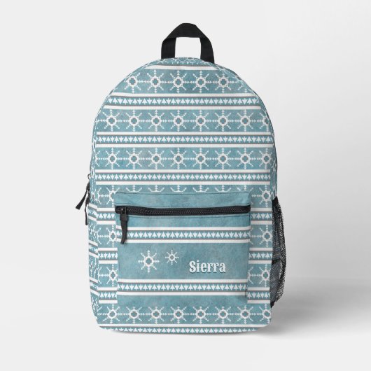 Südwestwinters Schneeflocken & Bäume Personalisier Bedruckter Rucksack (Vorderseite)