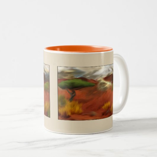 Südwestwüste Abstrakte Art des Sonnenaufgangs Zweifarbige Tasse (VorderseiteRechts)