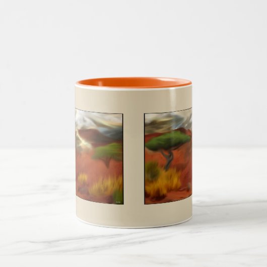 Südwestwüste Abstrakte Art des Sonnenaufgangs Zweifarbige Tasse (Mittel)