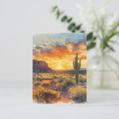 Südwestwüste Mesa und Saguaro Sunset Postkarte (Stehend Vorderseite)
