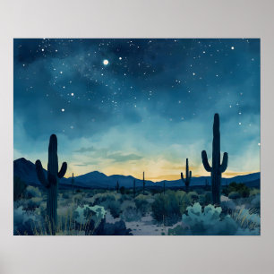 Südwestwüste mit Cacti Poster