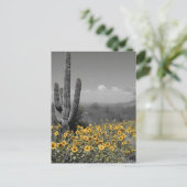 Südwestwüste Saguaro Kaktus und Sonnenblumen Postkarte (Stehend Vorderseite)