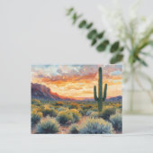 Südwestwüste Sonnenaufgang mit Saguaro Cactus Postkarte (Stehend Vorderseite)