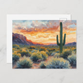 Südwestwüste Sonnenaufgang mit Saguaro Cactus Postkarte (Vorne/Hinten)